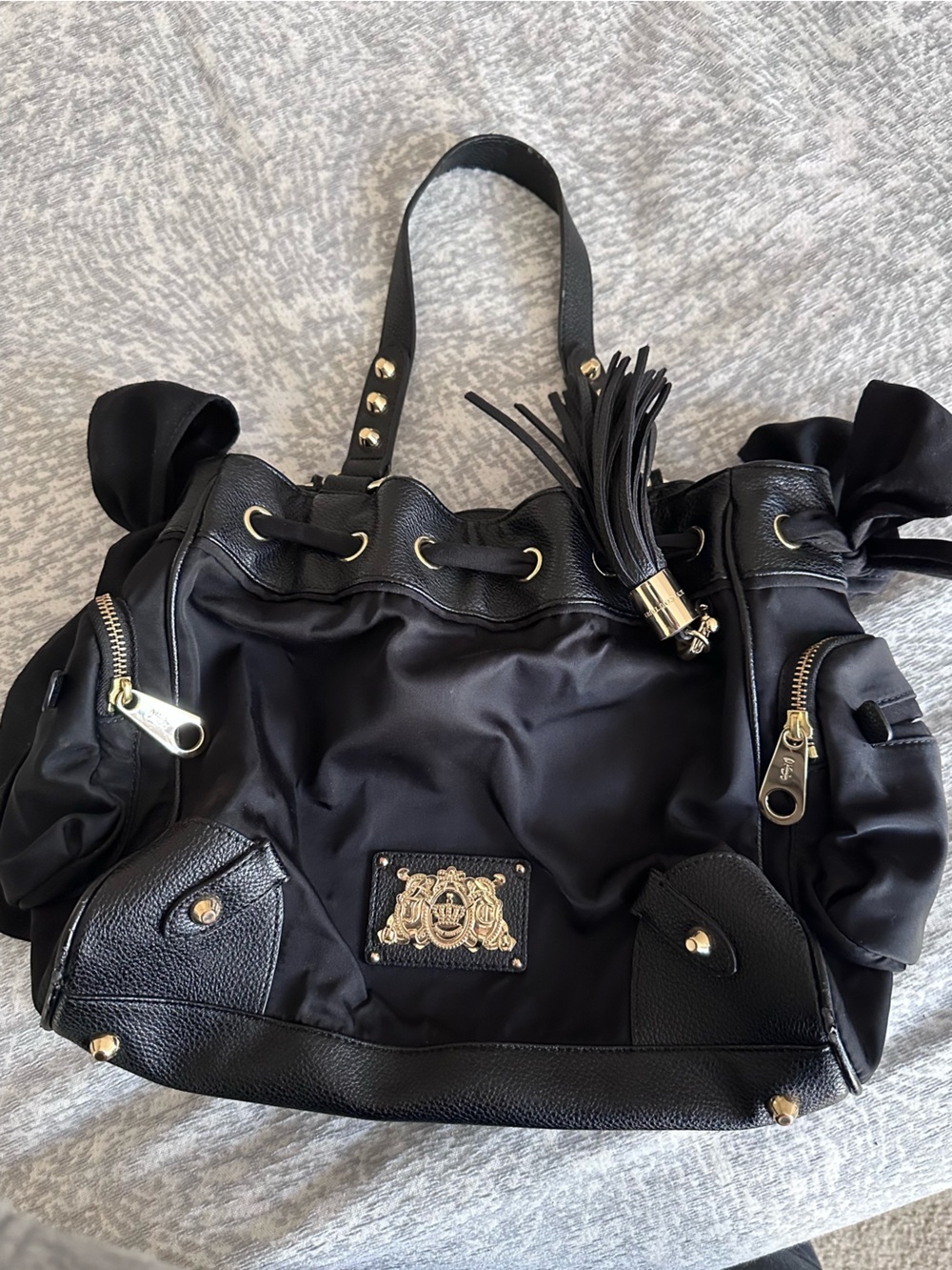 Juicy Couture Black Nylon Malibu Daydreamer Bag - Y2K Tote Purse - Picture 2 of 16